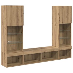 vidaXL Unități TV de perete cu LED cu led 5 pcs Stejar Artizanal