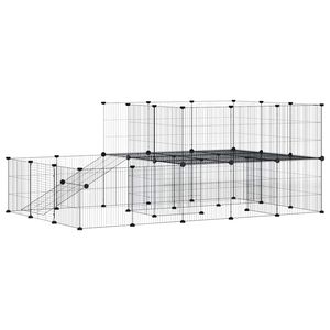 vidaXL Cușcă animale de companie cu ușă 44 panouri negru 35x35 cm oțel