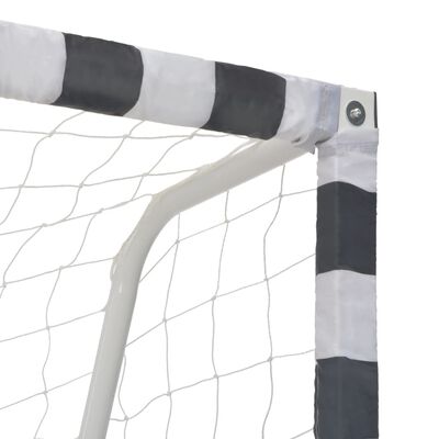vidaXL Poartă de fotbal, negru și alb, 300 x 160 x 90 cm, metal