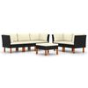 vidaXL Set mobilier de grădină cu perne, 6 piese, negru, poliratan
