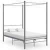 vidaXL Cadru de pat cu baldachin, gri, 140x200 cm, metal