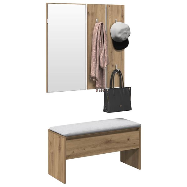 vidaXL Set de mobilier pentru hol din lemn de stejar artizanal