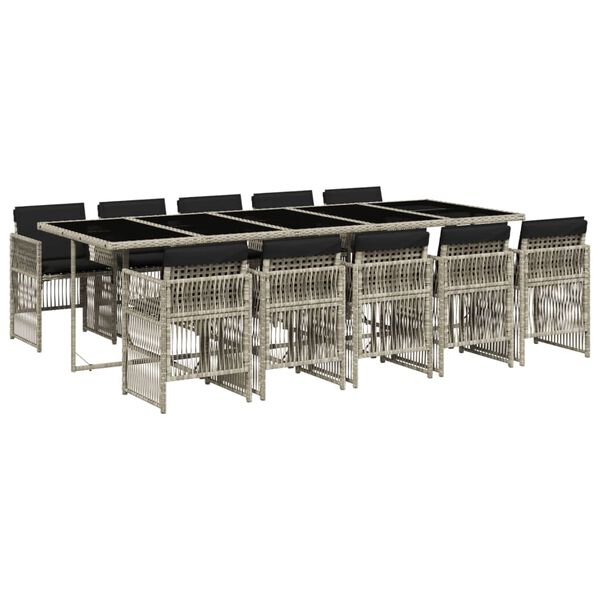 vidaXL Set mobilier de grădină cu perne 11 piese gri deschis poliratan