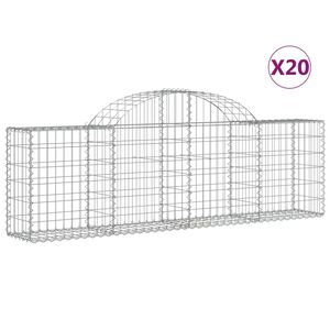 vidaXL Coșuri gabion arcuite 20 buc, 200x30x60/80 cm, fier galvanizat