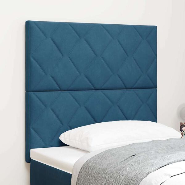 vidaXL Tăblie cap cu headboard Albastru &icirc;nchis 90 cm Catifea