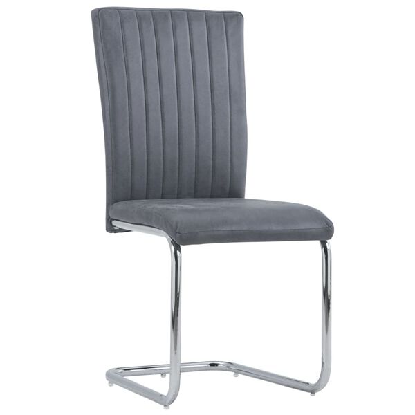 vidaXL Scaune de bucătărie consolă, 2 buc., gri, piele &icirc;ntoarsă eco