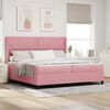 vidaXL Pat cu arcuri cu saltea cu headboard Roz 200 x 200 cm Catifea