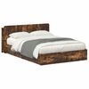 vidaXL Cadru de pat cu depozitare Stejar fumuriu 135 x 190 cm