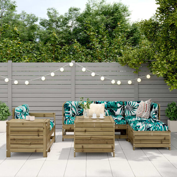 vidaXL Set canapea de grădină, 7 piese, lemn de pin tratat