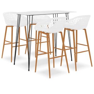 vidaXL Set mobilier de bar, 5 piese, alb