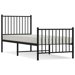 vidaXL Cadru pat metalic cu tăblii de cap/picioare, negru, 80x200 cm