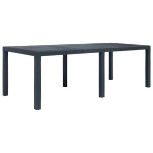 vidaXL Masă de grădină, antracit, 220x90x72 cm , plastic, aspect ratan