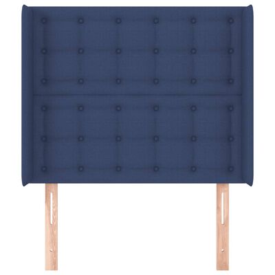 vidaXL Tăblie de pat cu aripioare, albastru, 93x16x118/128 cm, textil