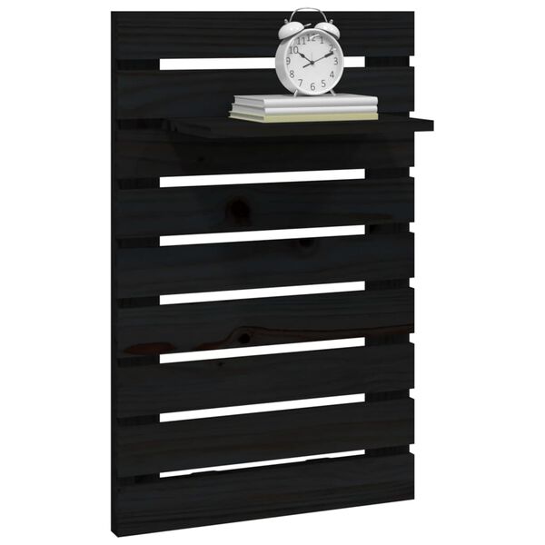 vidaXL Rafturi noptiere de perete, 2 buc., negru, lemn masiv de pin