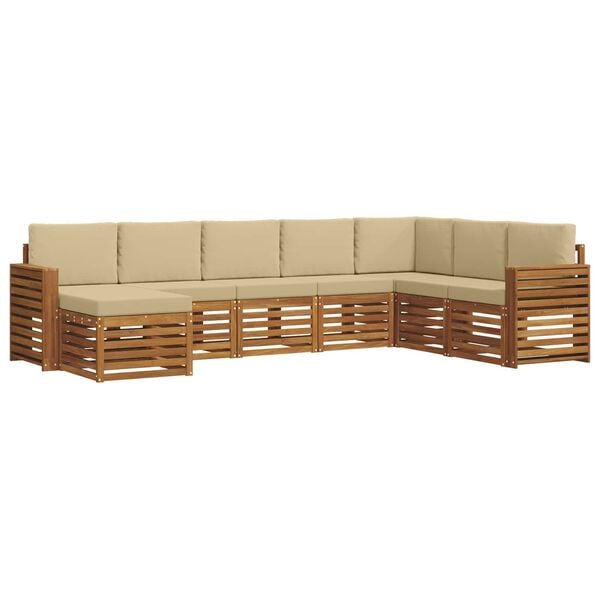 vidaXL Set canapea sectională cu pernă 8 pcs Natural și Bej