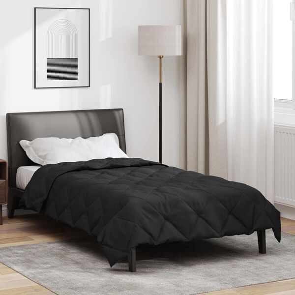 vidaXL Duvet complet pe tot parcursul anului Negru 200 x 140 cm