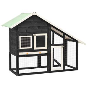 vidaXL Cușcă iepuri, gri/alb,140 x 63 x 120 cm, lemn masiv de brad