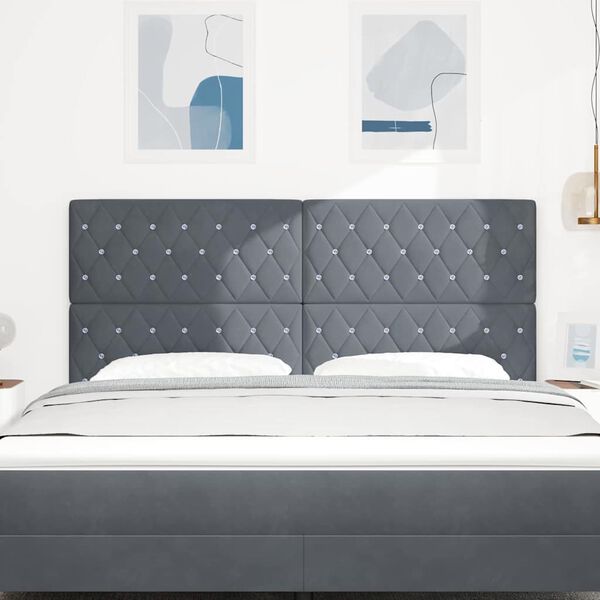 vidaXL Tăblie cap cu headboard Gri &icirc;nchis 180 cm Piele artificială