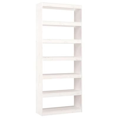 vidaXL Bibliotecă/Separator cameră, alb, 80x30x199,5 cm lemn masiv pin