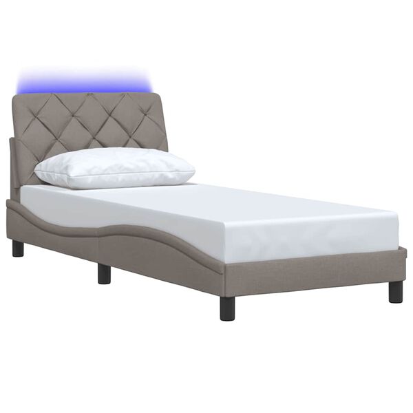 vidaXL Cadru de pat cu LED fără saltea Taupe 90x190 cm Material