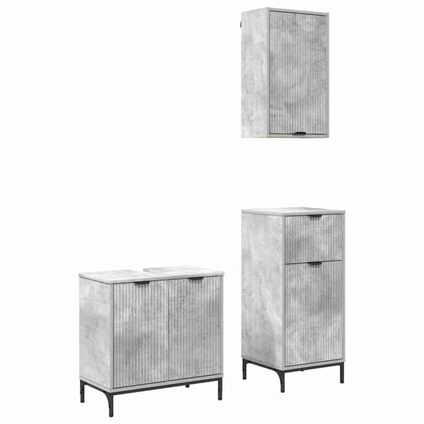 vidaXL Set de mobilier pentru baie 3 pcs Gri beton Lemn compozit