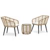 vidaXL Set mobilier de bistro, 3 piese, stejar, poliratan