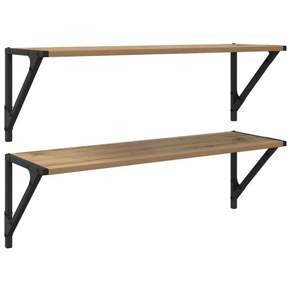 vidaXL Șemele de perete 2 pcs Stejar Artizanal 80 x 25 x 25,5 cm