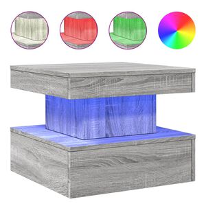 vidaXL Măsuță de cafea cu lumini LED, gri sonoma, 50x50x40 cm