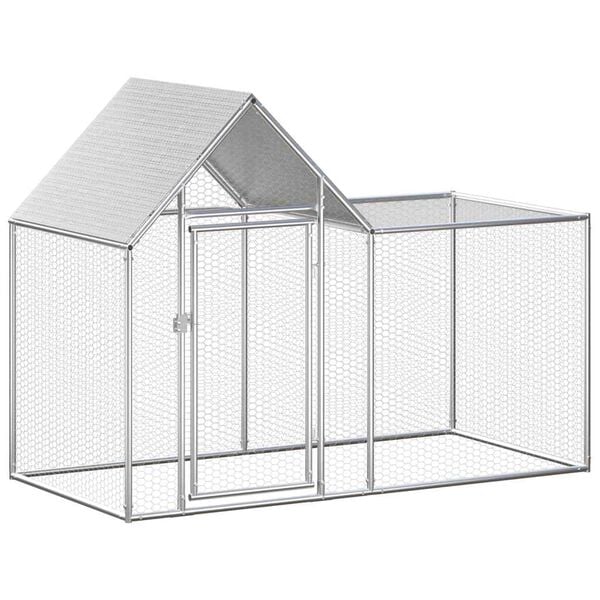 vidaXL Coteț pentru păsări, 2 x 1 x 1,5 m, oțel galvanizat