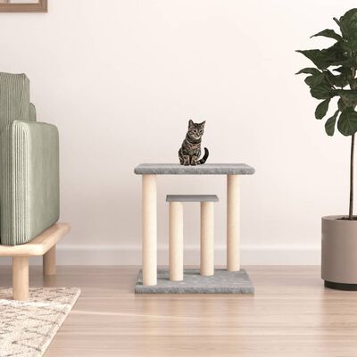 vidaXL Stâlpi de zgâriat pentru pisici cu platforme, gri deschis 50 cm