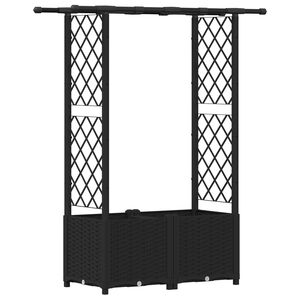 vidaXL Pat Ridicat cu Trellis și Acoperiș Negru 124,5 x 40 x 136 cm PP