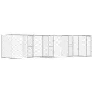 vidaXL Cușcă pentru c&acirc;ine Argintiu 800 x 200 x 200 cm Oțel Galvanizat