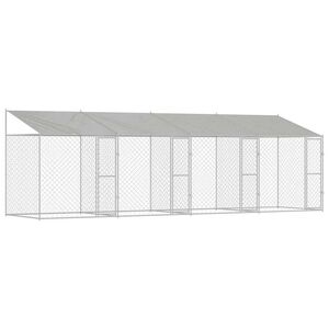 vidaXL Cușcă pentru câine Argintiu 800 x 200 x 256 cm Oțel Galvanizat