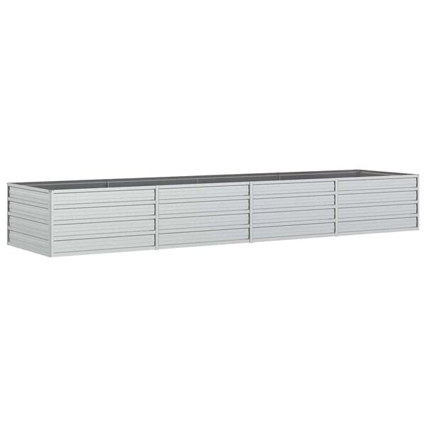 vidaXL Strat &icirc;nălțat de grădină argintiu 320x80x45 cm oțel galvanizat