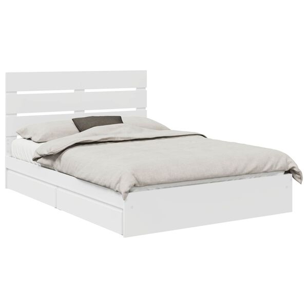 vidaXL Pat cu storage cu headboard Alb 140 x 200 cm Lemn compozit