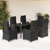 vidaXL Set mobilier de grădină cu perne, 7 piese, negru, poliratan