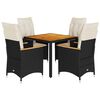 vidaXL Set mobilier de grădină cu perne, 5 piese, negru, poliratan