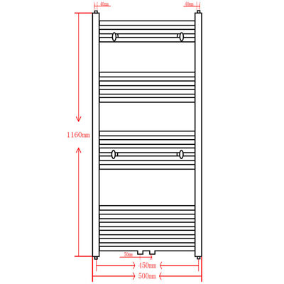 vidaXL Radiator port-prosop încălzire baie, gri, 500x1160 mm, curbat
