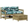 vidaXL Set mobilier de grădină cu perne, 3 piese, lemn de pin tratat