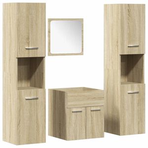vidaXL Set mobilier de baie, 4 piese, stejar sonoma, lemn prelucrat