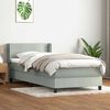 vidaXL Pat box spring cu saltea, gri deschis, 90x210 cm, catifea