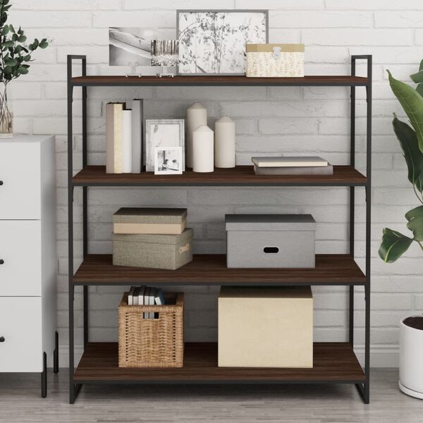 vidaXL Rafturi de perete, 4 buc., stejar maro, 100x40x1,5 cm, lemn