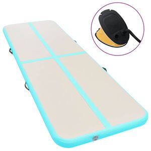 vidaXL Saltea gimnastică gonflabilă cu pompă verde 300x100x10cm PVC
