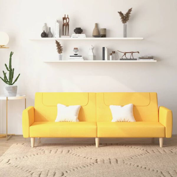 vidaXL Canapea extensibilă cu 2 locuri, galben, material textil