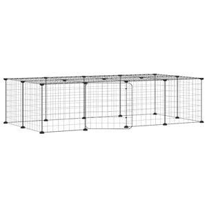 vidaXL Cușcă animale de companie cu ușă 20 panouri negru 35x35 cm oțel