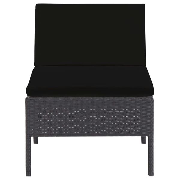 vidaXL Set mobilier de grădină cu perne, 5 piese, negru, poliratan
