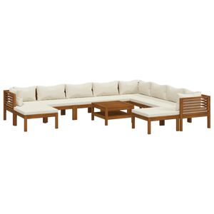 vidaXL Set mobilier grădină cu perne crem 11 piese lemn masiv acacia
