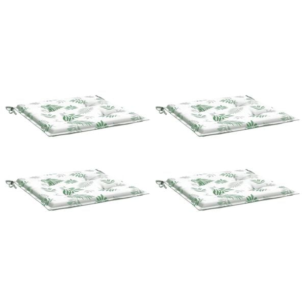 vidaXL Perne de scaun, model frunze, 4 buc., 40x40x4 cm, textil