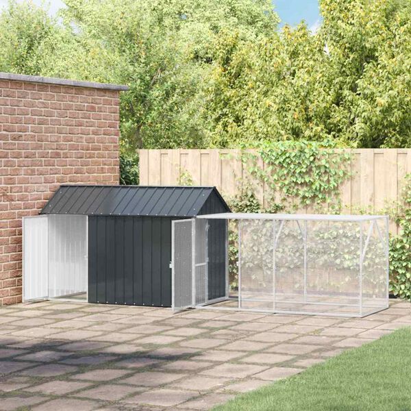 vidaXL Cușcă pentru păsări cu depozitare Antracit 416,5 x 103 x 142 cm