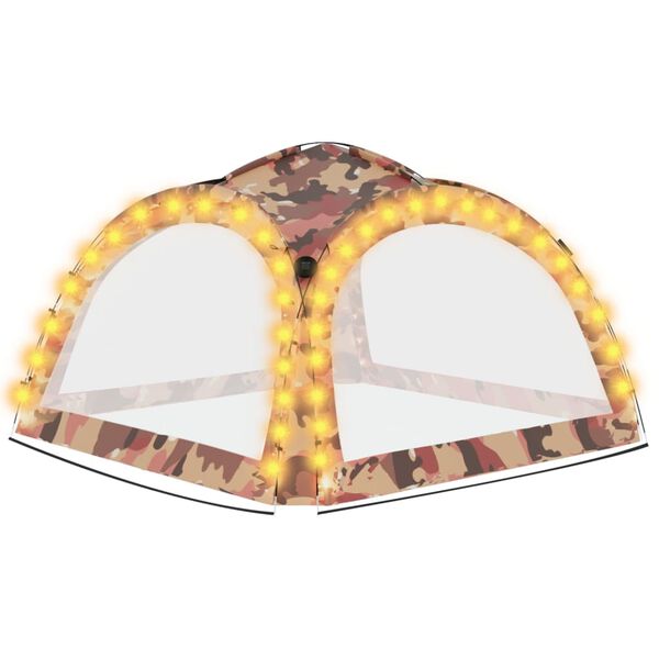 vidaXL Cort de petrecere cu LED și 4 pereți, camuflaj, 3,6x3,6x2,3 m